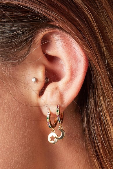 earring shiny star argenté plaqué couleur or h5 Image2